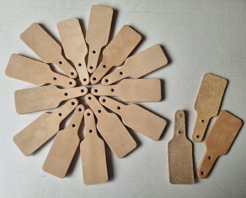 100 of Leather Key Fob Blanks - Rectangle - Nat.Veg